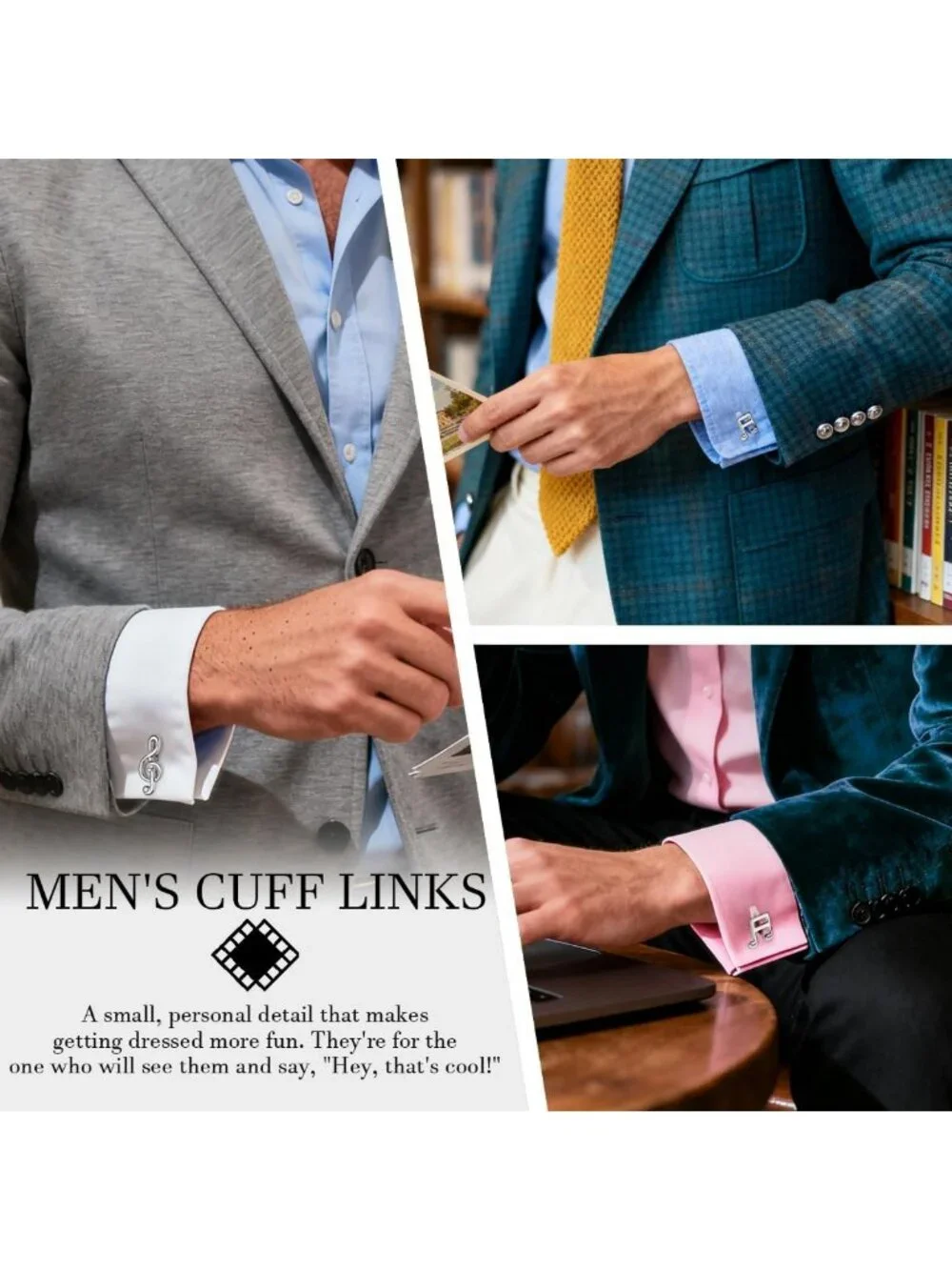 Unique Men's Cuff Links - Animal, Tactical, Music & Holiday Themes - Perfect